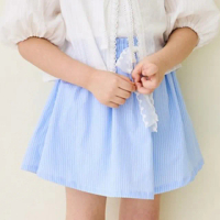 【BebeZoo】直條紋藍色寬褲裙-安全褲設計(TM2404-381)