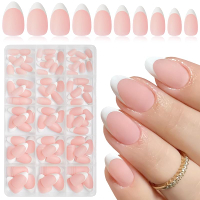 AddFavor French Tip Press on Nails Medium Almond Fake Nails 240pcs White French Nails Press on Almon