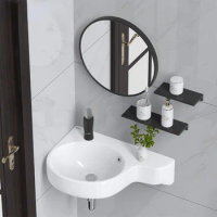 Bathroom corner basin hanging basin sink small mini apartment wall-mounted ceramic triangle washbasin wx11201153