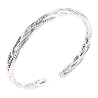 Silver Color Cuff Bangle Bracelet for Men Women Twisted Charm Bangles Pulseira Open Cuff Bangle Bracelet