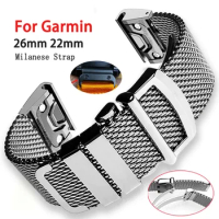 High Quality Milanese Watch Strap for Garmin Tactix 7Pro Fenix 7X 6X 7 5 6 Pro 5X 3HR Metal Bracelet for Garmin Band 22mm 26mm