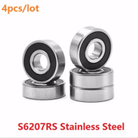 4pcs ABEC-5 S6207RS S6207-2RS 35*72*17mm Stainless Steel ball bearing Stainless Steel Deep Groove Ball bearing 35x72x17mm 6207