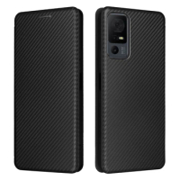 For TCL 40 XL 6.75INCH T608M Flip Case Luxury Carbon Fiber Skin Leather Book Full Cover For TCL 40 XL 40XL TCL40XL Phone Bags