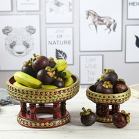 東南亞泰國實木雕刻果盤家用客廳茶幾家居創意復古水果盤圓盤供盤