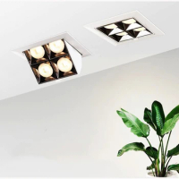 Square Dimmable Folding Recessed LED Downlights 12W LED Ceiling Spot Lights AC110~240V Background Lamps Indoor Lighting