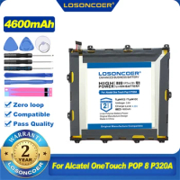 100% Original LOSONCOER 4600mAh TLp041CC TLp041C2 Tablet Battery For Alcatel One Touch POP 8 P320A One Touch Hero 8