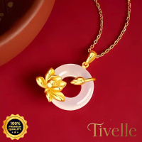 [ Bisa COD] Tivelle Jewelry Kalung Lotus Pond Moonlight Safe Buckle | Liontin Giok Putih Melingkar D