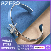 ALIZERO 925 Sterling Silver AAA Zircon Dragonfly Cuff Bangle Bracelet For Women Man Wedding Engagement Fashion Party Jewelry