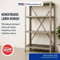 Rak Besi Penyimpanan Rack Shelving Zehn Giga 120×60×183 cm 5 Susun Warna Putih - Proteksi Ganda Extr