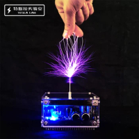 Le Tesla coil palm can shock mobile phone Bluetooth connection high-frequency high-voltage pulse tester