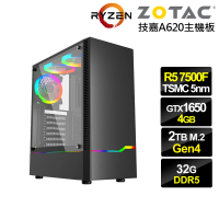 【NVIDIA】R5六核GeForce GTX 1650{冰風暴ZH1CD}電競電腦(R5-7500F/技嘉A620/32G/2TB)