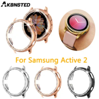 AKBNSTED Fashion Shiny Diamond PC Protective Shell For Samsung Galaxy Watch Active 2 40mm 44mm Half pack Watch Case Cover