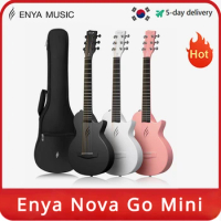 Enya Nova Go Mini Carbon Fiber Acoustic Guitar 1/4 Size Travel Acustica Guitarra w/Beginner Kids Starter Bundle Kit of Thickened