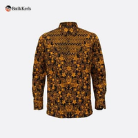 Batik Keris Kemeja Batik Cap Slimfit Lengan Panjang Motif Kusumo Sari-Tirtotejo Hitam Kuning - M
