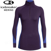 Icebreaker 羊毛衣/半門襟長袖排汗衣/美麗諾羊毛 Zone 女款 104394 C07 紫/藍