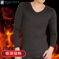 Healthya 日本製肌極吸濕發熱男V領九分袖發熱衣(日本進口保暖發熱衣)