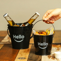 創意不銹鋼酒吧餐廳餐具冰桶 韓式黑色海鮮桶 薯條桶小吃桶炸雞桶