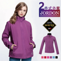 【JORDON 橋登】 GORE-TEX PacLite 防風防水透氣 + POLARTEC 刷毛 女款 兩件式外套#黑色_L-黑色,L
