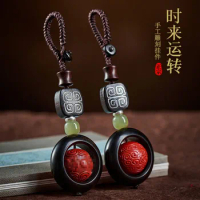 Raw Ore Emperor Sandstone Car Key Ring Male Cinnabar Ebony Simple Portable Key Chain Female