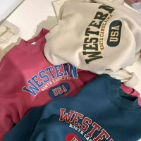 Stok Terbatas! Sweatshirt WESTERN USA Sweater Wanita Korean Style Oversize Sweater Crewnec Low