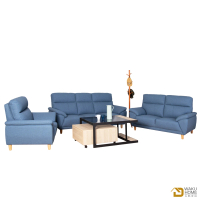 WAKUHOME 瓦酷家具 Cora 牛仔藍貓抓皮抗菌耐磨沙發組1+2+3A001-40-4
