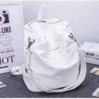Anti Theft Backpack Women Casual Large Anti-theft Backpacks for Travel White Zipper Soft PU Leather Antitheft Backpack Female