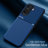 For IQOO Neo9 Car Magnetic Matte Hard Case Business Style Shockproof Cover For VIVO IQOO Neo 9 Silic