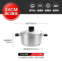 德國菲仕樂Fissler樂廚不鏽鋼湯煲泡麵鍋煮鍋蒸籠家用鍋具-樂廚不鏽鋼雙柄湯鍋24厘米（玻璃蓋） 均碼-款式1