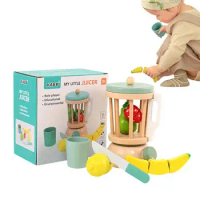 Wooden Blender Toy Play Blender Set For Kids Kitchen Pretend Kitchen Accessories With Fruit Children's Pretend Food Toy