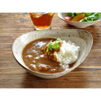 日本製美濃燒 水滴形狀造型餐盤 陶瓷 咖哩飯 義大利麵 沙拉盤 菜盤 日式餐盤 西式餐盤  餐盤