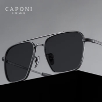 CAPONI Pure Titanium Men's Sunglasses Seiko Polarized Photochromic Outdoor Shades UV400 Original Brand Sun Glasses BS50004