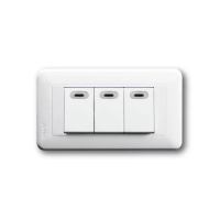 【中一電工 JYE】5入組 PANDA 熊貓系列 夜光壁切(三開關蓋板組 JY-5355W)