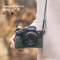 Vlogger Leather Protective Case for SONY A7M4 A7IV A7 IV Camera Shoulder Strap Vintage Half Case Bag Base Cover Accessory