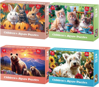 Puzzles for Kids Ages 6-8 - 4 x 100 Piece Puzzles for Kids Lovely Animals Large Piece Jigsaw Puzzles