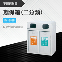 台灣製 二分類環保箱MY-902B 不鏽鋼 清潔箱 垃圾桶 回收桶 分類桶 清潔 公園 街道 捷運 車站 公共空間