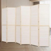 6 Panel Bamboo Room Divider, 6 FT Tall Folding Privacy Screen, Partition Divider for Room Separation, Portable Freestanding Wall
