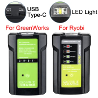 For GreenWorks For Ryobi 40V Lithium Battery Battery Adapter With LED Light Type C Port USB Port