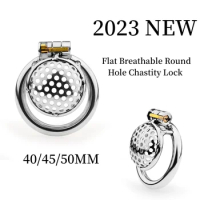 2023 New Male Metal Chastity Belt Flat Breathable Round Hole Chastity Belt Anti Cheating Chastity Device Sex Toys Men 18+ 정조대