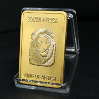 非洲獅子金塊紀念章 南非動物鍍金塊 克魯格鍍金條徽章收藏