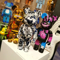 Bearbrick 400% 28cm High Chinese Style Qinghuaci Blue and White Porcelain Pattern Tabletop Ornament Color Box Packaging