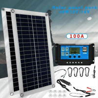 40W Solar Panel 12V/18V Solar Cell 10A-100A Controller Solar Plate Kit For Phone RV Car Caravan Home Camping Outdoor Battery