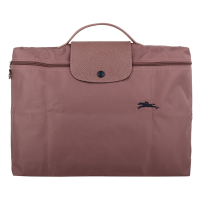 LONGCHAMP Le pliage 系列紫繡馬logo 可摺疊公事包(沙粉色)M號