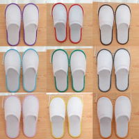 10Pairs Spa Hotel Guest Soft Slippers Closed Toe Disposable Travel Swimming Pool Slipper Moisture Absorption Non Slip 28x11cm