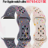 Silicone Sports Strap For Apple Watch Bands Ultra 2 49mm 45 44 42 41 40 38mm Stomata Confetti Silicone Watchbands For iWatch
