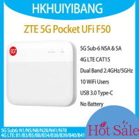 Unlocked ZTE 5G Pocket UFi F50 Mini WiFi Router Dual Band 1.6Gbps USB 3.0 Type-C 4G LTE Cat15 SA/NSA 5G Mobile Portable Hotspot