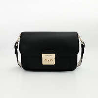 美國百分百【全新真品】Michael Kors 皮包 方包 MK 斜背包 皮革 專櫃精品 logo 黑色 CS04