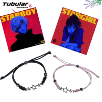 TERMURAH PAKAI BOX!! Gelang Couple Starboy Stargirl Viral ( 2pcs) Logo Star Gelang Copel Tali Hitam 