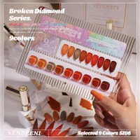 Vendeeni 9 Color Orange Glitter Broken Diamond Gel Nail Polish Flash UV Soak Off Gel Lacquer Autumn 