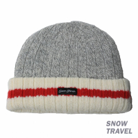 【SNOW TRAVEL】3M防風透氣保暖羊毛帽 條紋摺邊(淺灰)