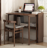 摺疊書桌實木可伸縮學習桌家用臥室簡易電腦桌寫字桌小戶型辦公桌【青木鋪子】